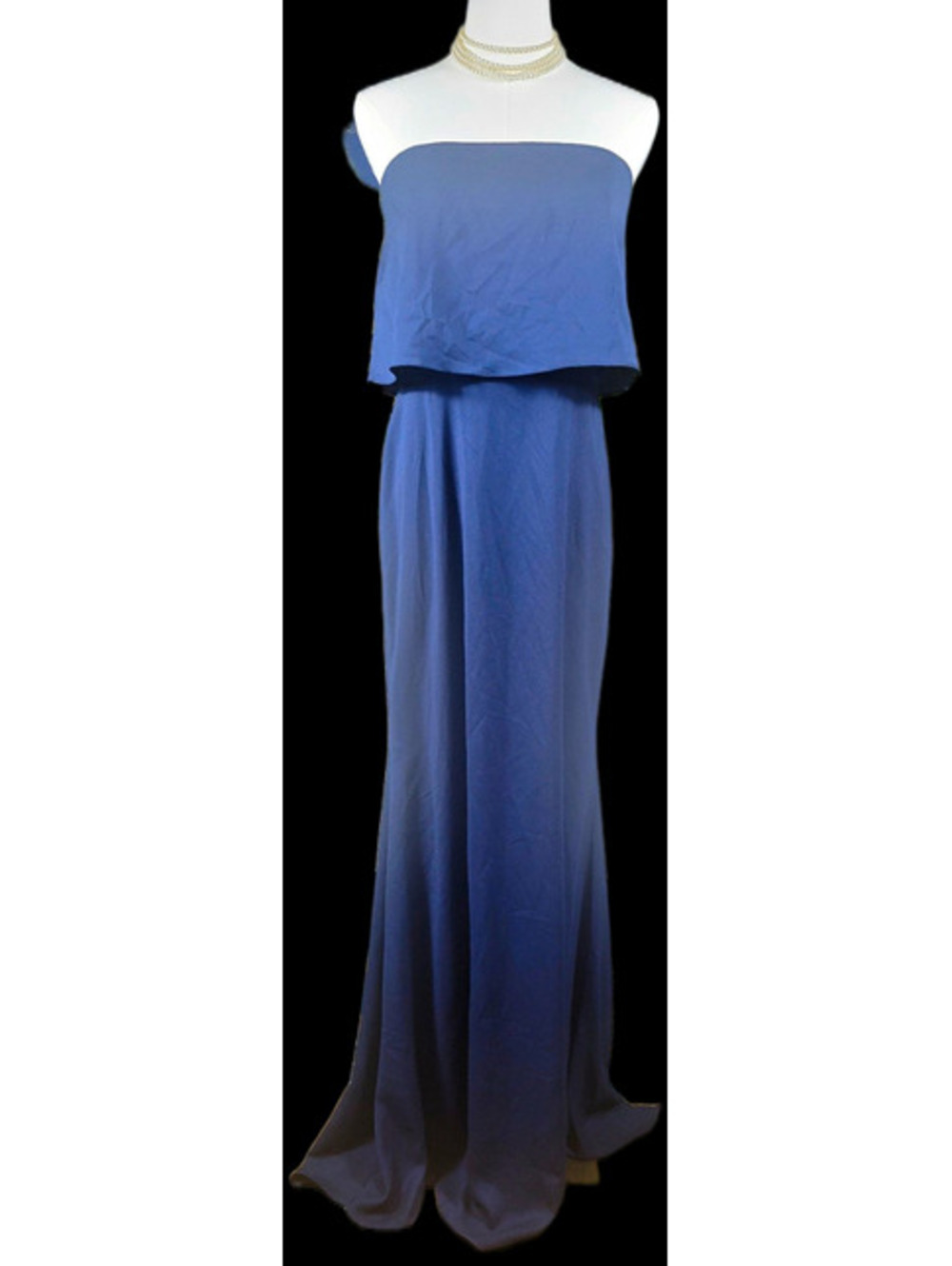 NWT Hayley Paige Occasions Indigo Blue Crepe Strapless Gown Dress 5860 Size 10